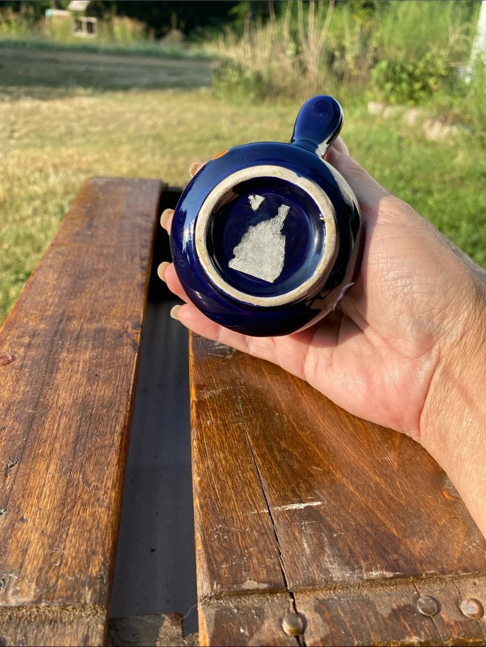Ceramic Butter/Sauce Warmer Pouring Bowl in Deep Cobalt Blue 2